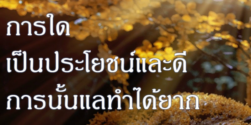 การใดเป็นประโยชน์และดี การนั้นแลทำได้ยาก