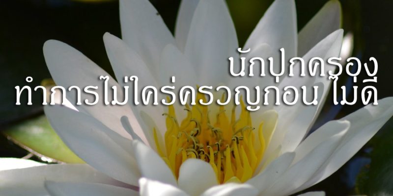 นักปกครอง ทำการไม่ใคร่ครวญก่อน ไม่ดี