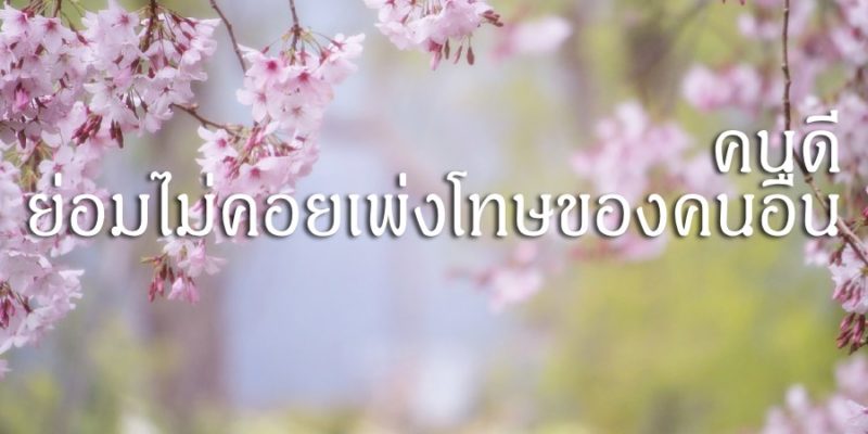 คนดี ย่อมไม่คอยเพ่งโทษของคนอื่น