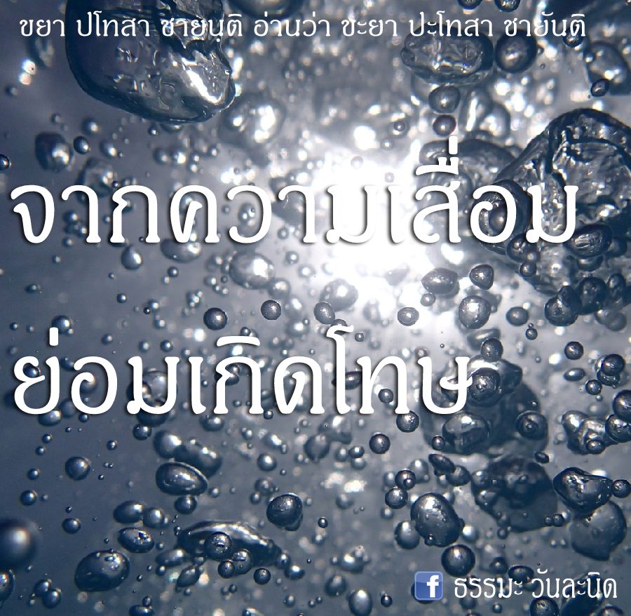 จากความเสื่อม ย่อมเกิดโทษ