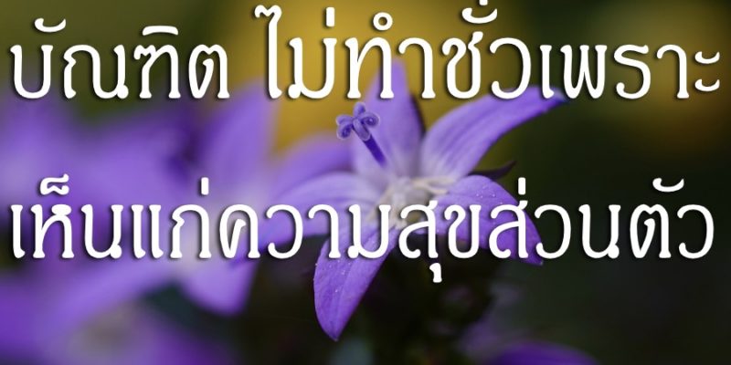 บัณฑิต ไม่ทำชั่ว เพราะเห็นแก่ความสุขส่วนตัว